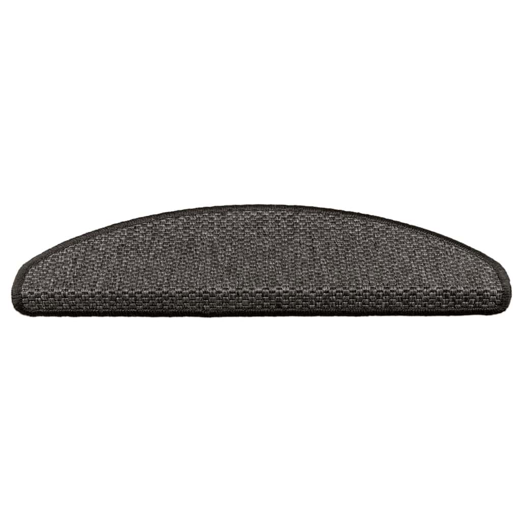 Tapetes escada adesivos aspeto sisal 15pcs 65x21x4 cm antracite