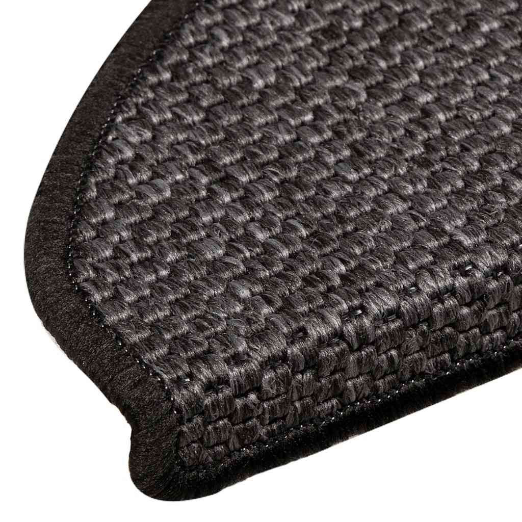 Tapetes escada adesivos aspeto sisal 15pcs 65x21x4 cm antracite