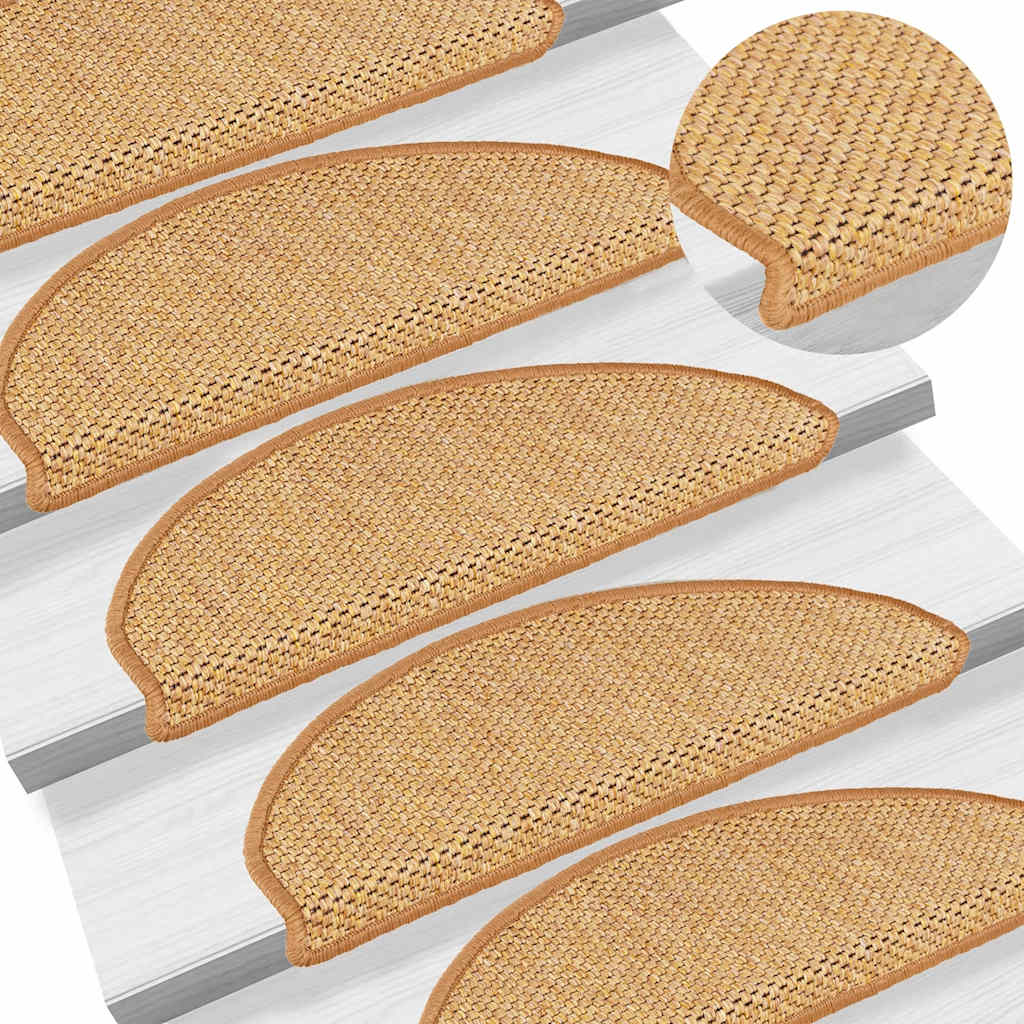 Tapetes escada adesivos aspeto sisal 15 pcs cor de sisal