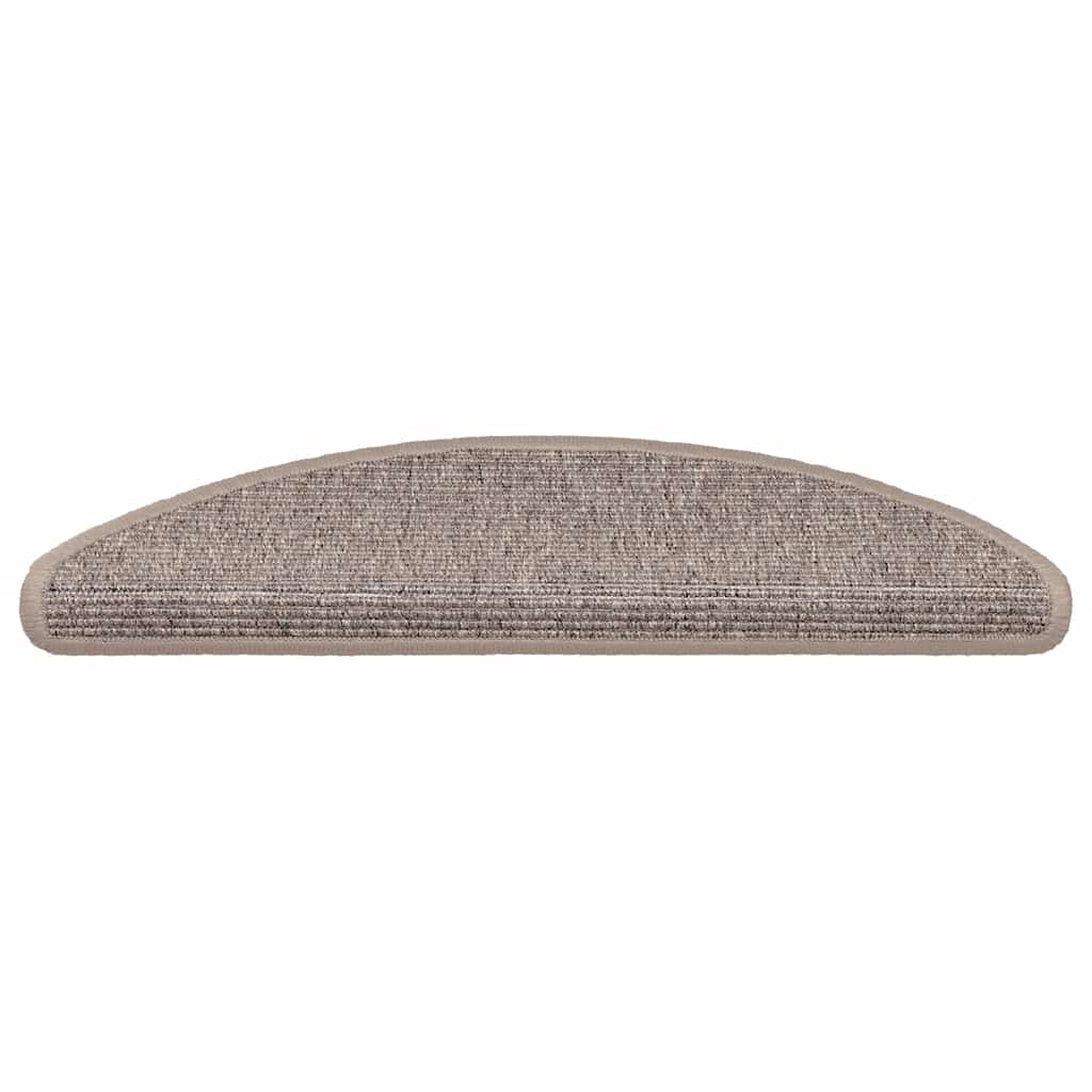 Tapetes de escada 15 peças 56x17x3 cm bege escuro semicircular