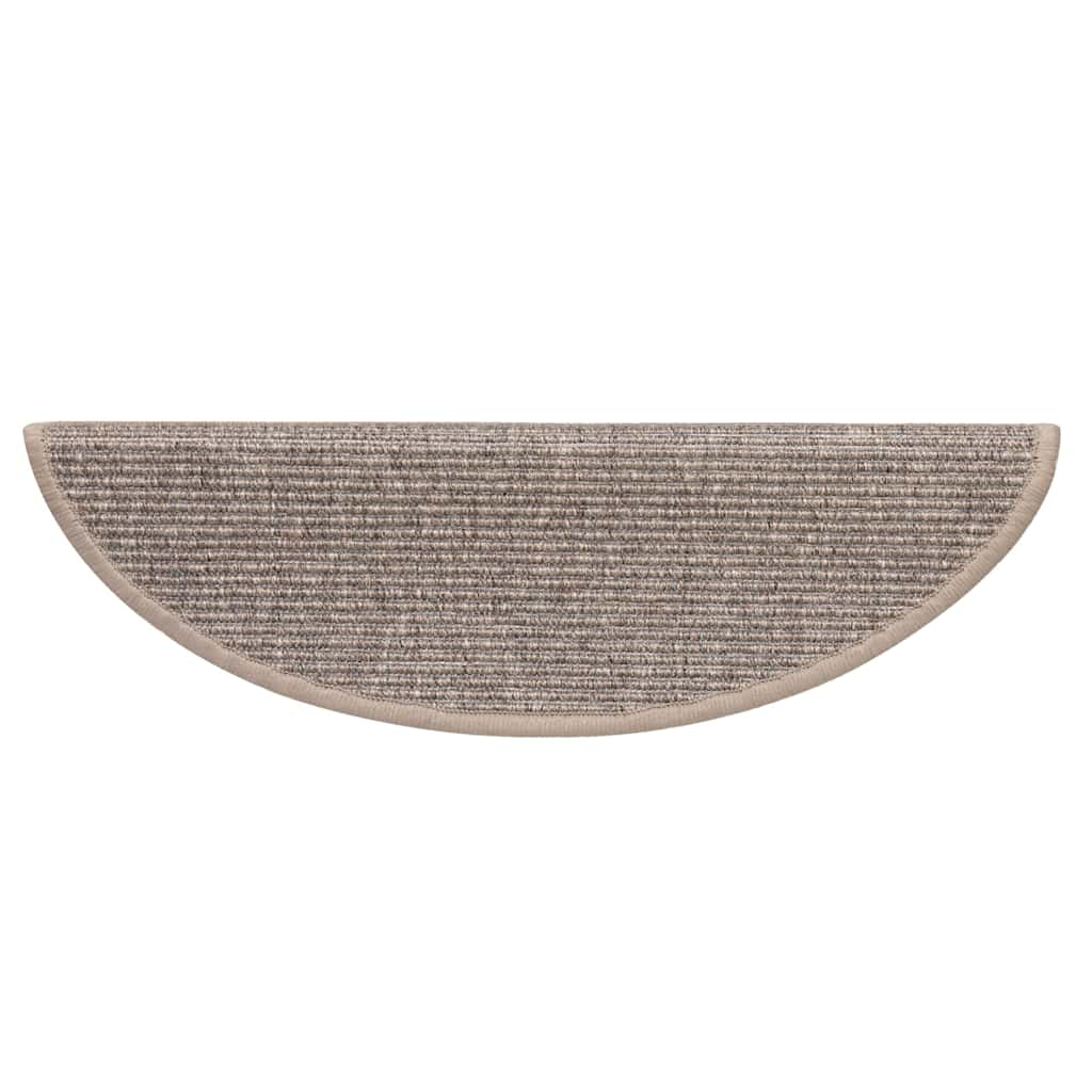 Tapetes de escada 15 peças 56x17x3 cm bege escuro semicircular
