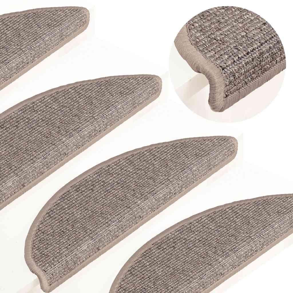 Tapetes de escada 15 peças 56x17x3 cm bege escuro semicircular