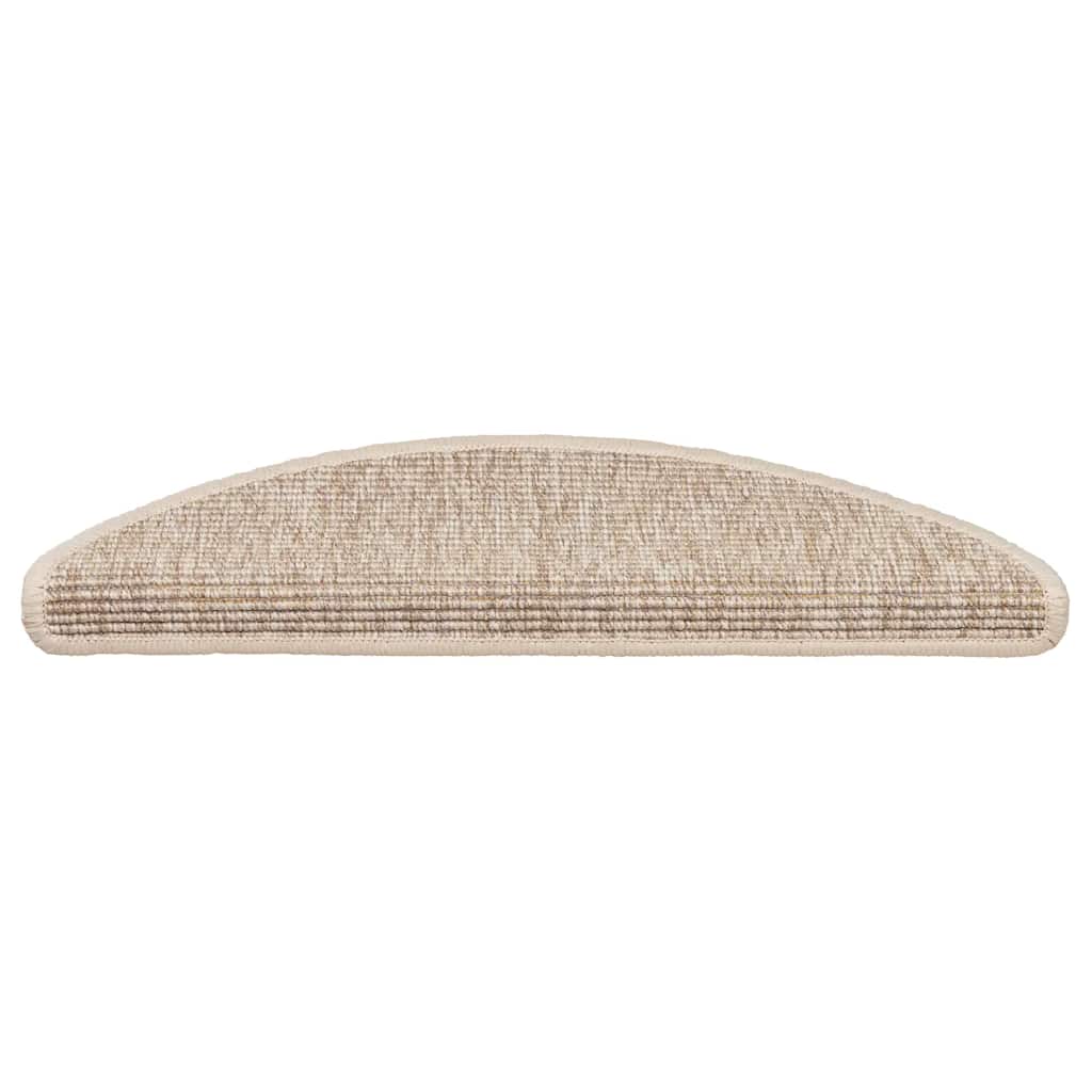 Tapetes de escada 15 peças 56x17x3 cm bege claro semicircular