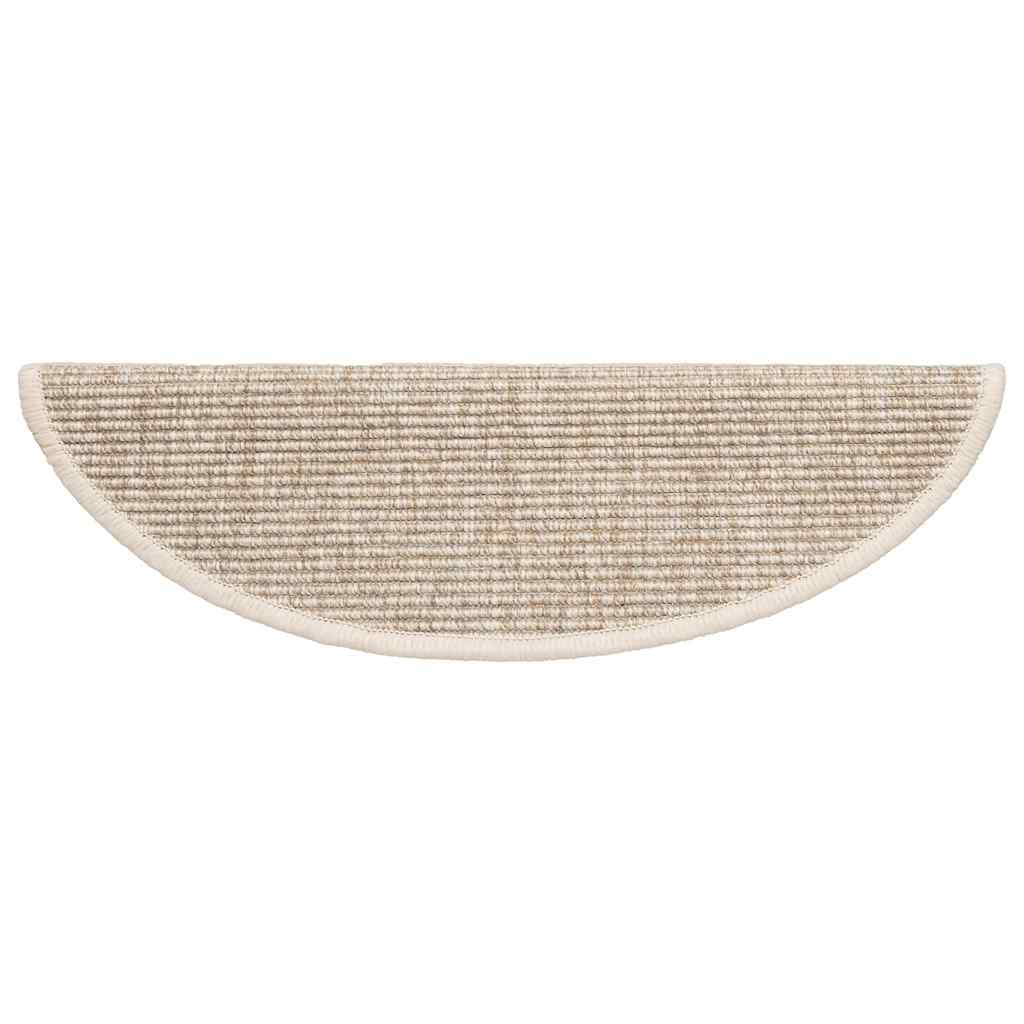 Tapetes de escada 15 peças 56x17x3 cm bege claro semicircular