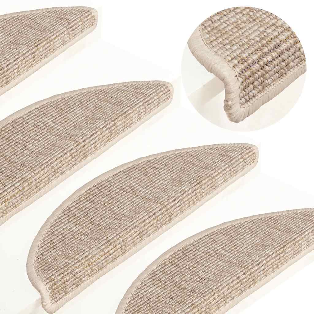 Tapetes de escada 15 peças 56x17x3 cm bege claro semicircular