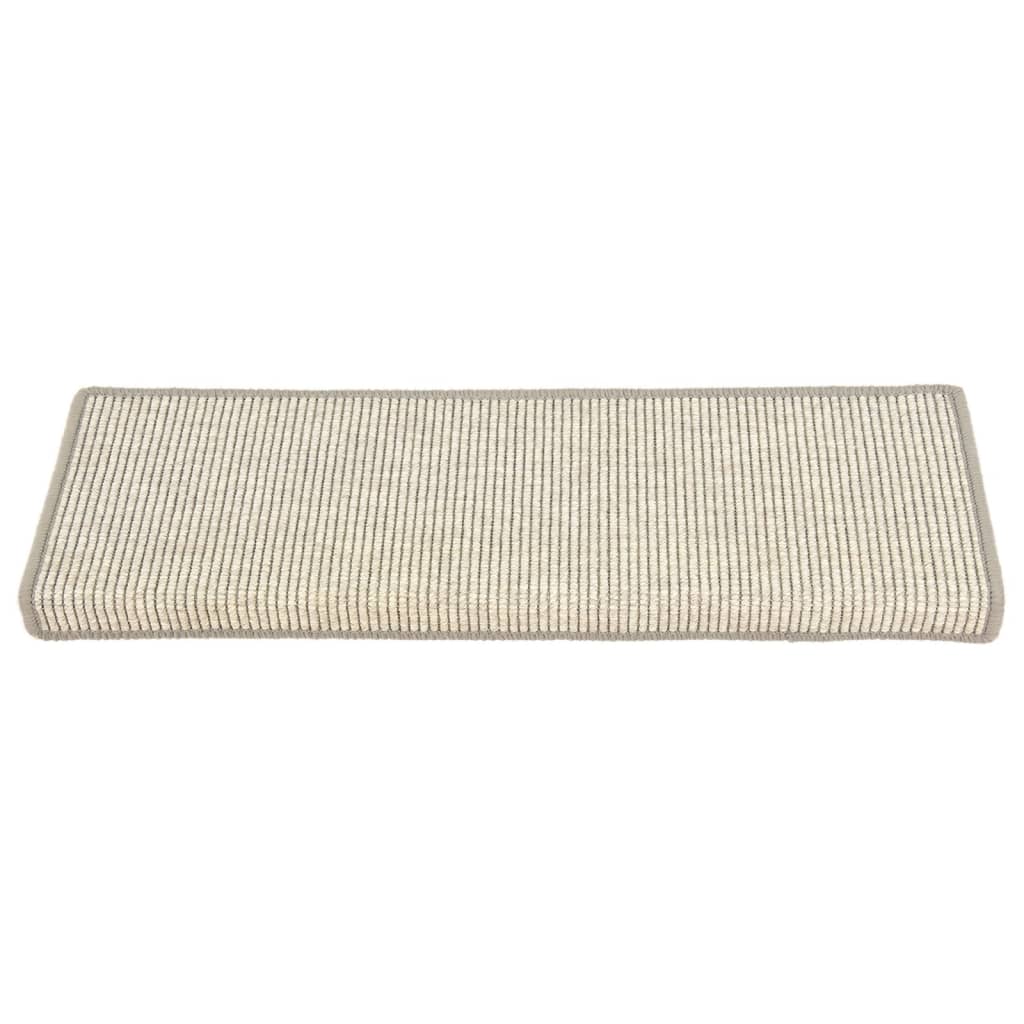 Tapetes de escada 15 peças 65x21x4 cm prateados com borda retangular