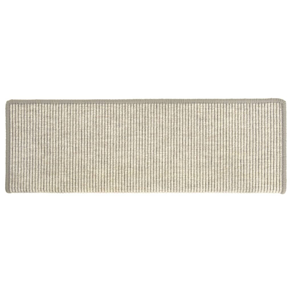 Tapetes de escada 15 peças 65x21x4 cm prateados com borda retangular