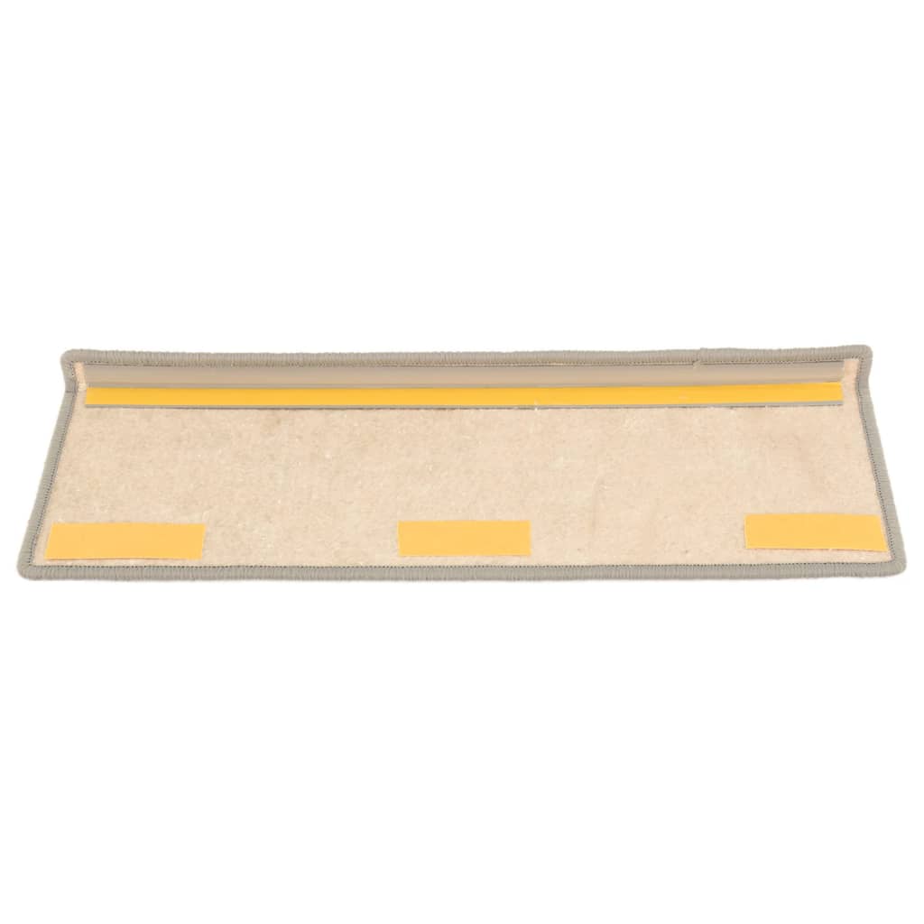 Tapetes de escada 15 peças 65x21x4 cm prateados com borda retangular