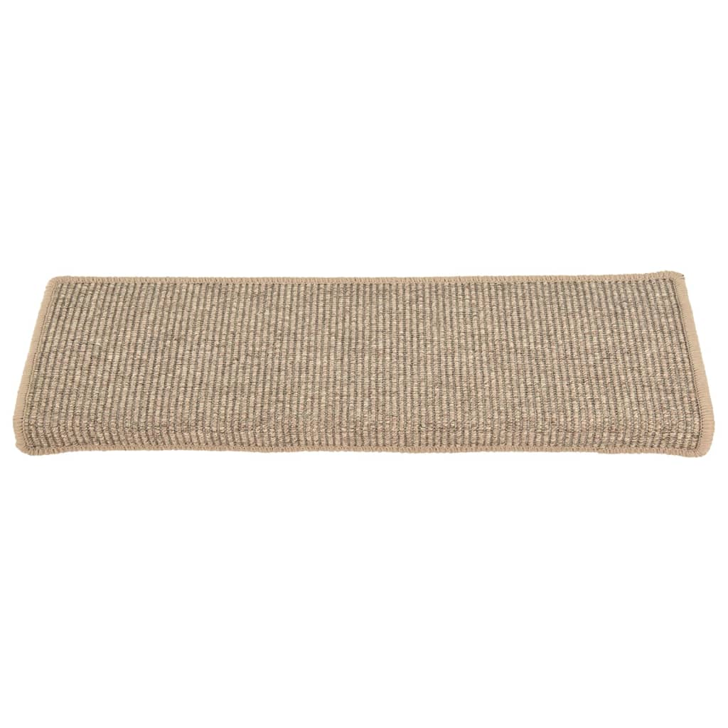 Tapetes de escada 15 peças 65x21x4 cm bege escuro com borda retangular