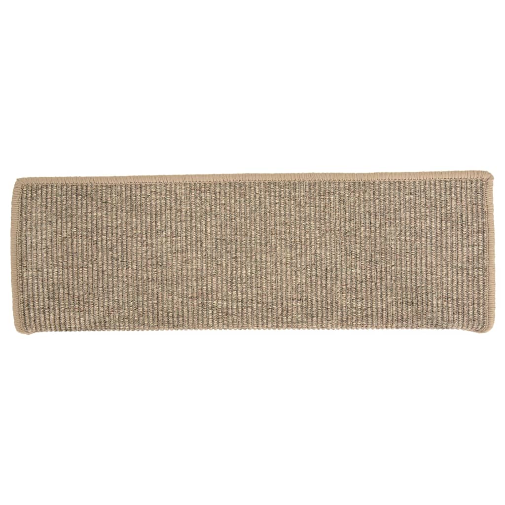 Tapetes de escada 15 peças 65x21x4 cm bege escuro com borda retangular