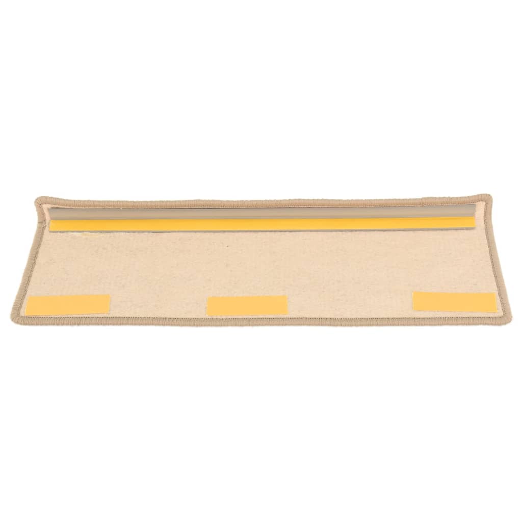 Tapetes de escada 15 peças 65x21x4 cm bege escuro com borda retangular