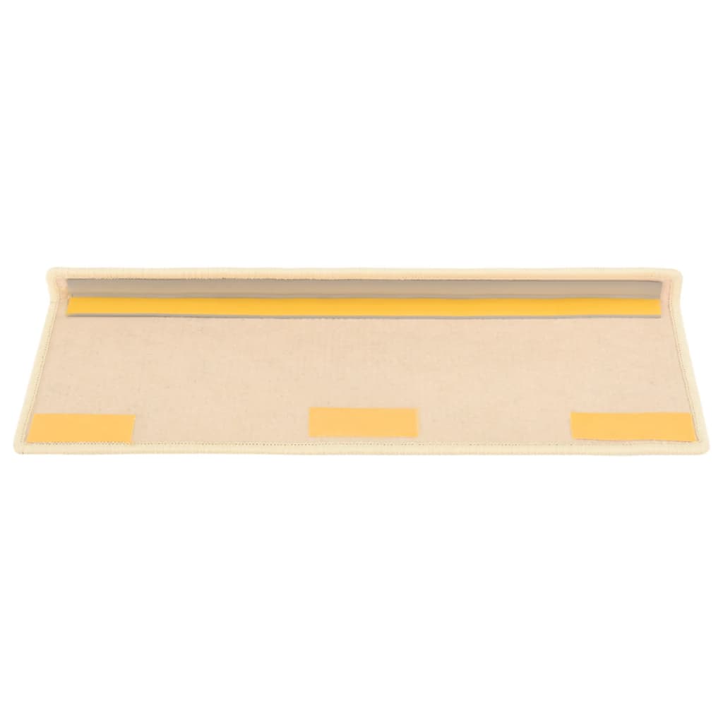 Tapetes de escada 15 peças 65x21x4 cm bege claro com borda retangular