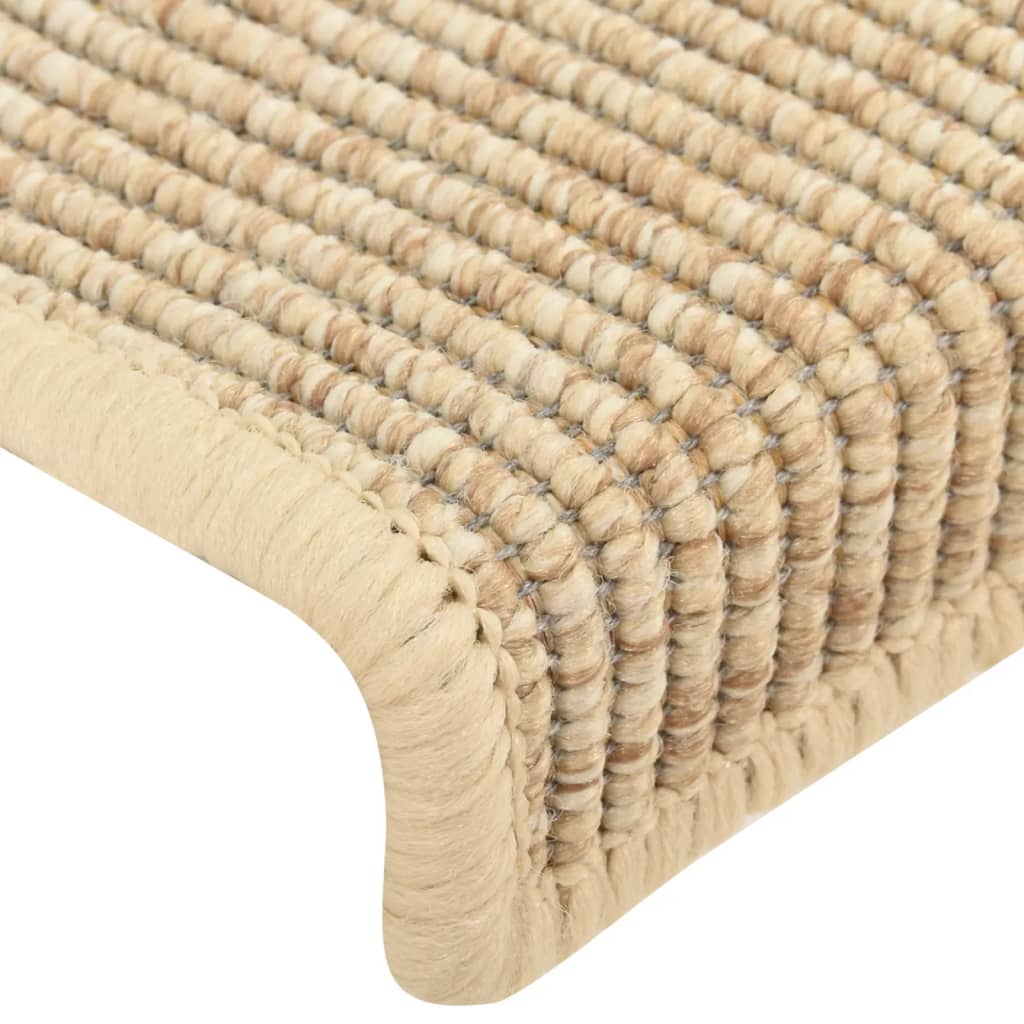 Tapetes de escada 15 peças 65x21x4 cm bege claro com borda retangular