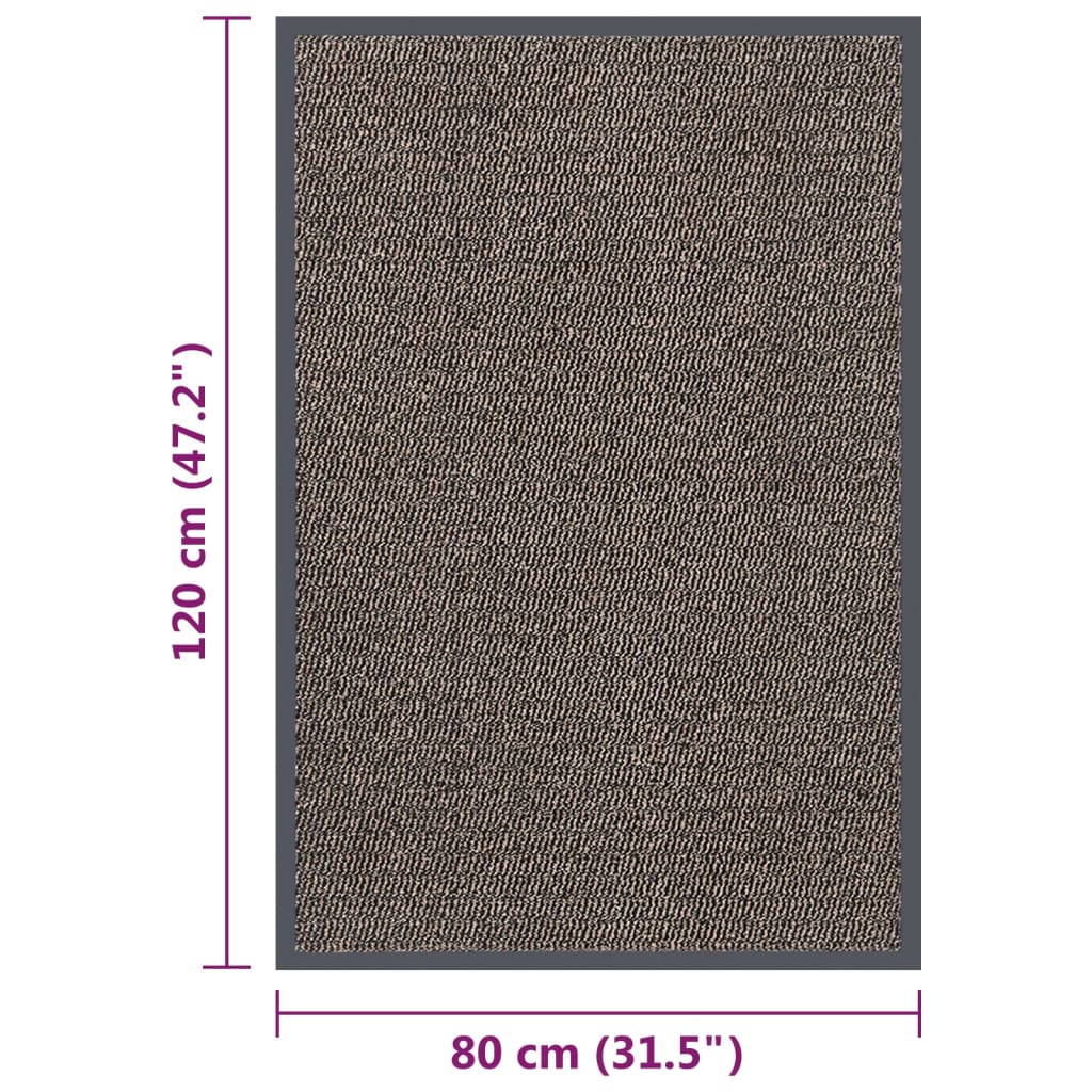Tapete de entrada tufado 80x120 cm castanho-escuro