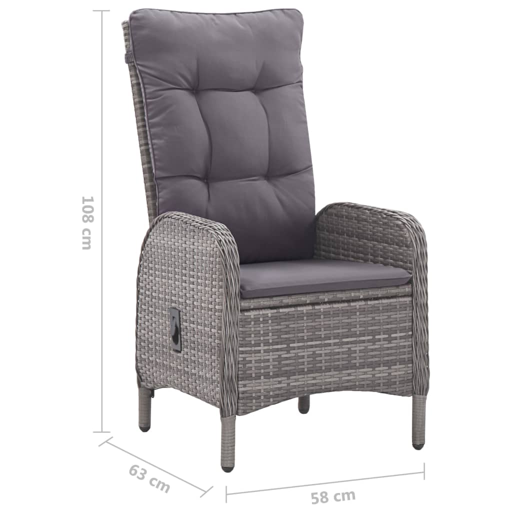 5 pcs conjunto de jantar para jardim cinzento