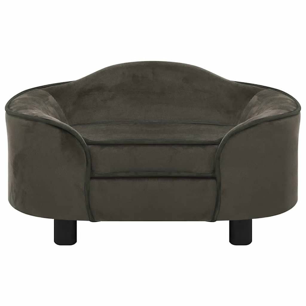 Sofá para cães 67x47x36 cm pelúcia cinzento-escuro