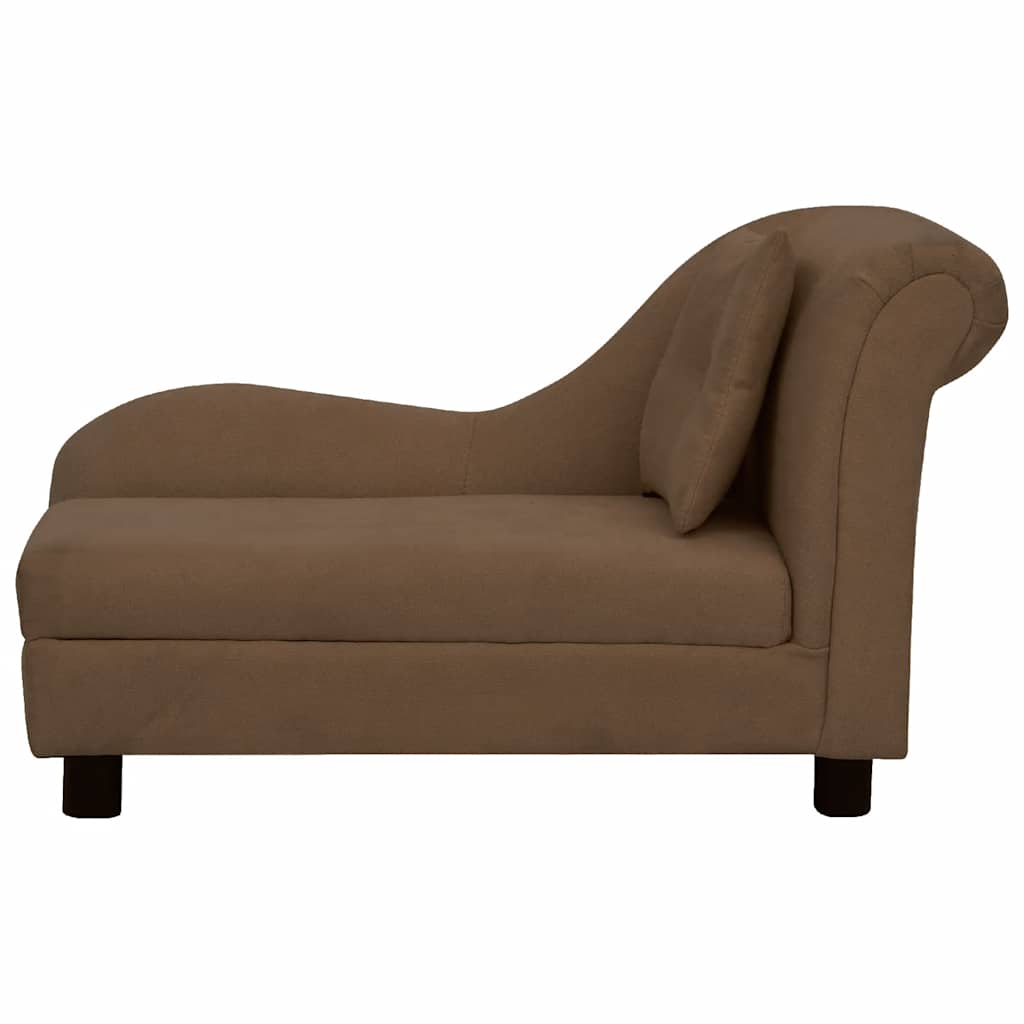 Sofá para cães com almofada 83x44x44 cm pelúcia castanho