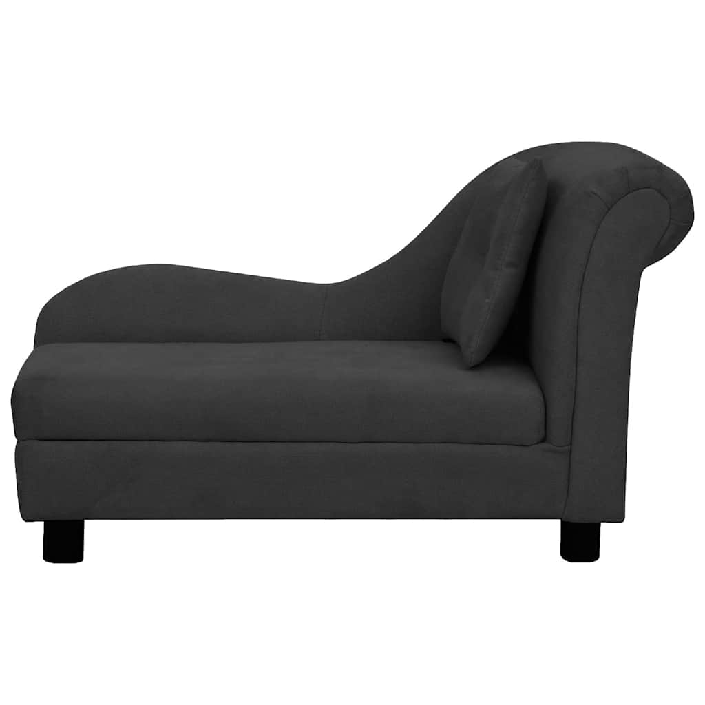 Sofá para cães com almofada 83x44x44 cm pelúcia preto