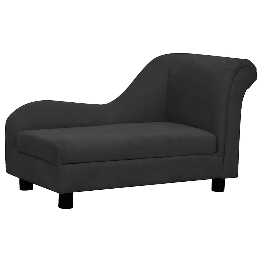 Sofá para cães com almofada 83x44x44 cm pelúcia preto