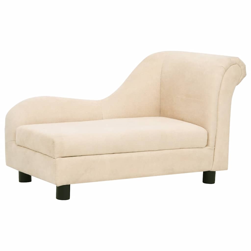 Sofá para cães com almofada 83x44x44 cm pelúcia creme