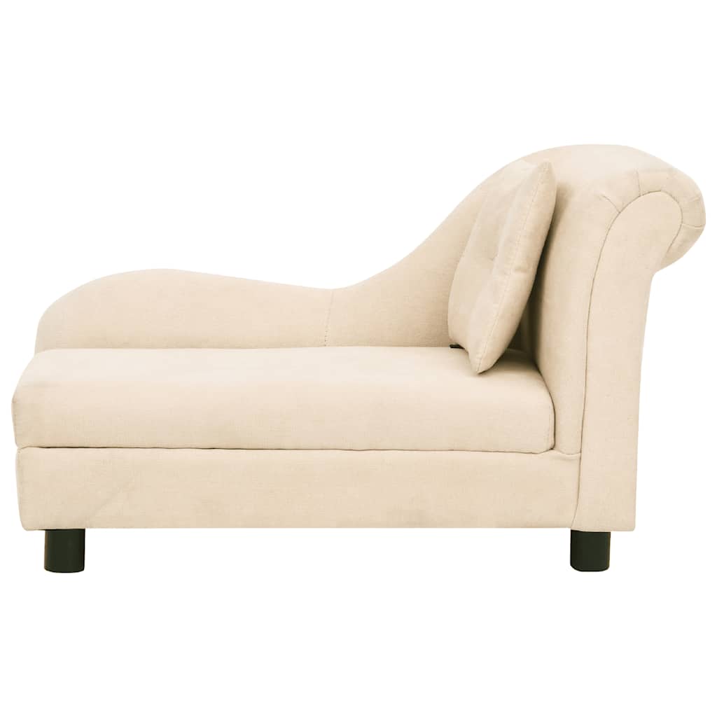Sofá para cães com almofada 83x44x44 cm pelúcia creme