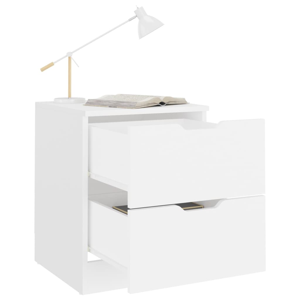 Mesas de cabeceira 2 pcs 40x40x50 cm contraplacado branco