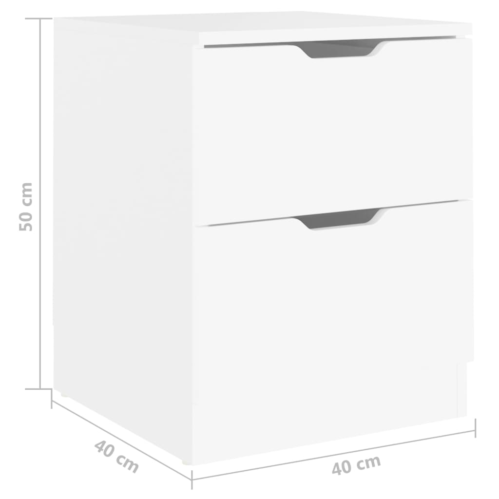 Mesas de cabeceira 2 pcs 40x40x50 cm contraplacado branco