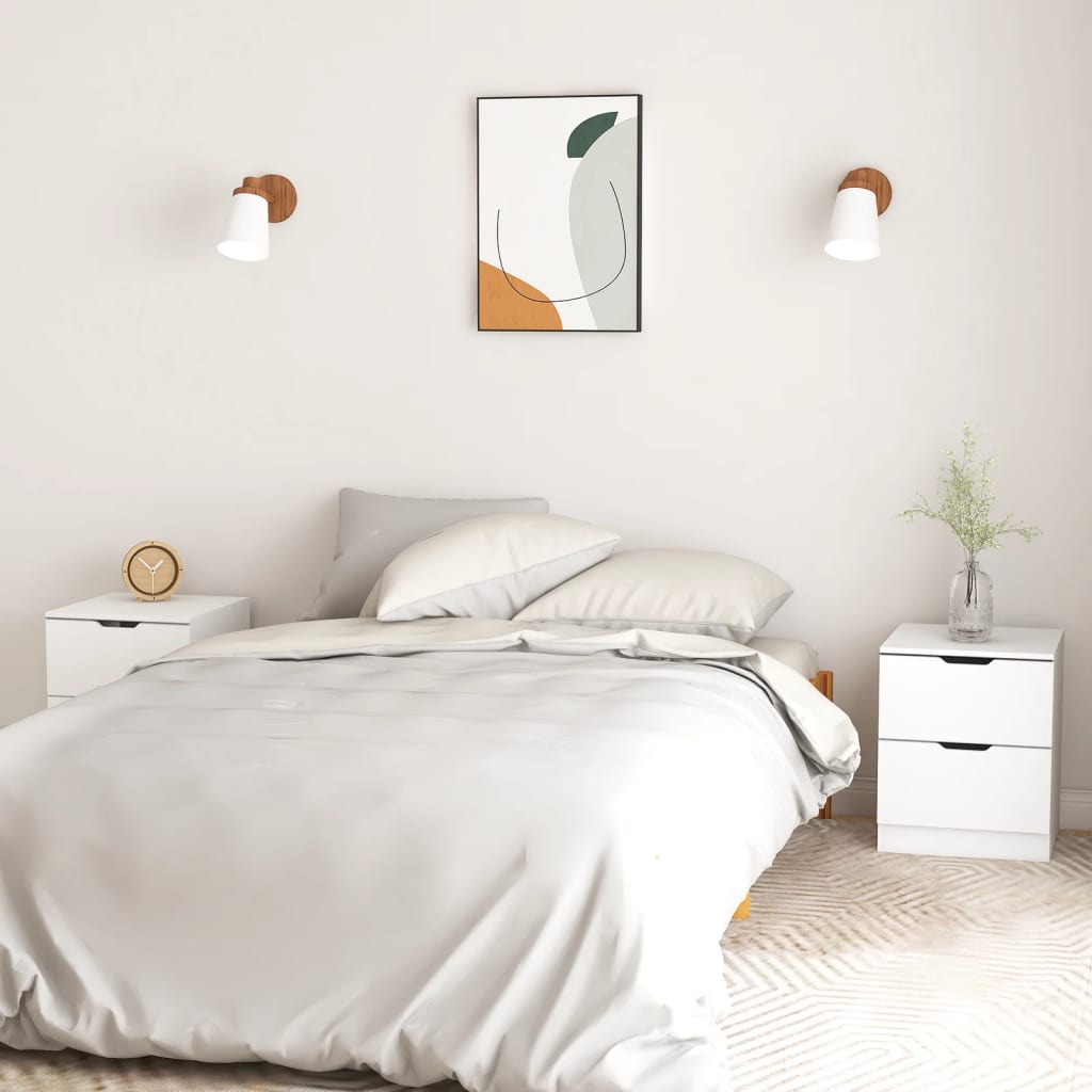 Mesas de cabeceira 2 pcs 40x40x50 cm contraplacado branco