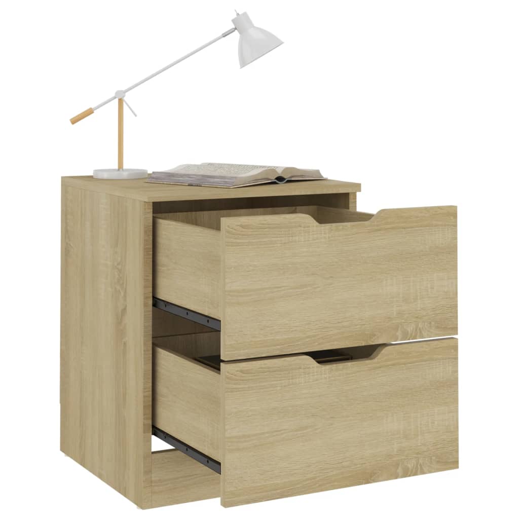 Mesas cabeceira 2pcs 40x40x50cm contraplacado carvalho sonoma