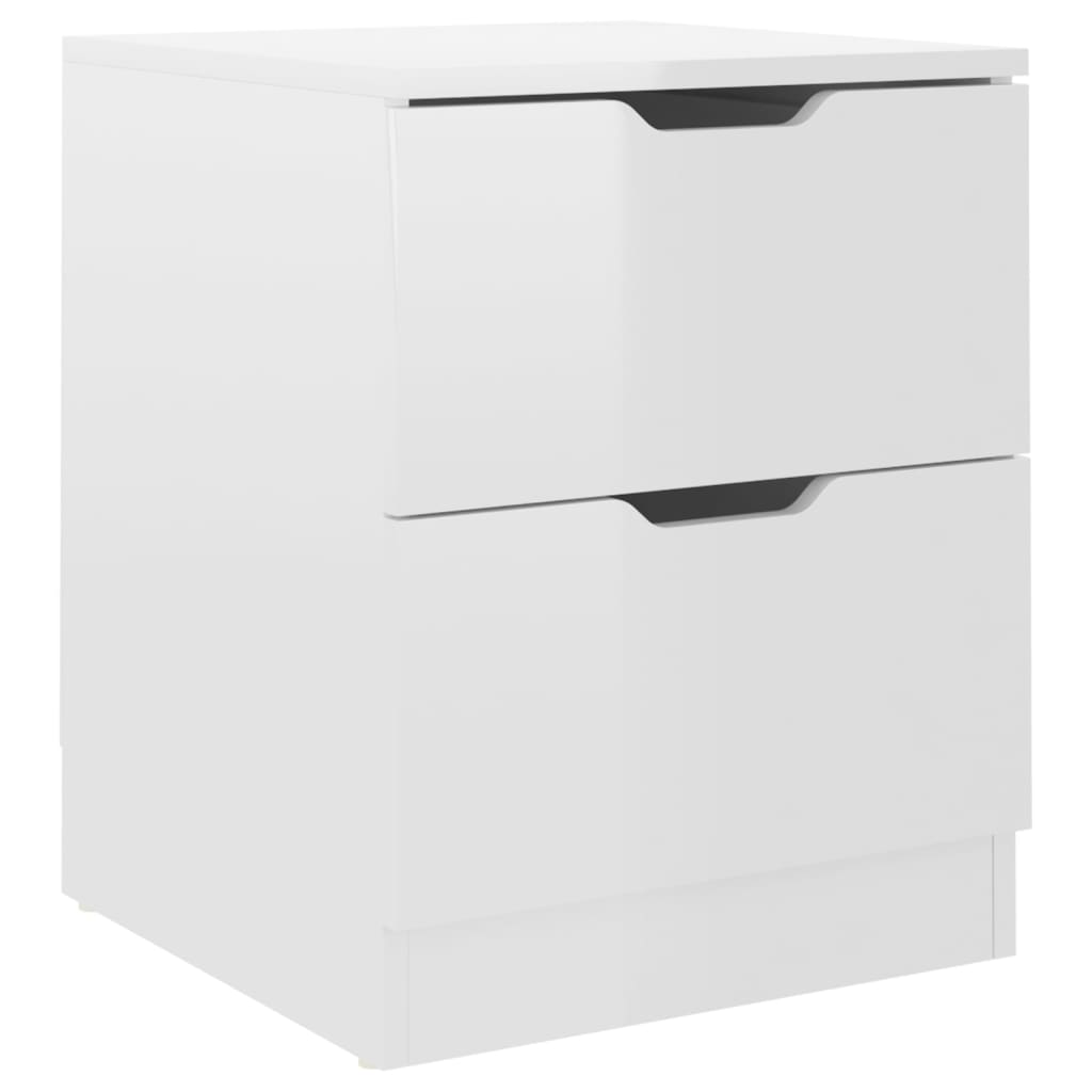 Mesas cabeceira 2 pcs 40x40x50 cm contraplacado branco brilhante