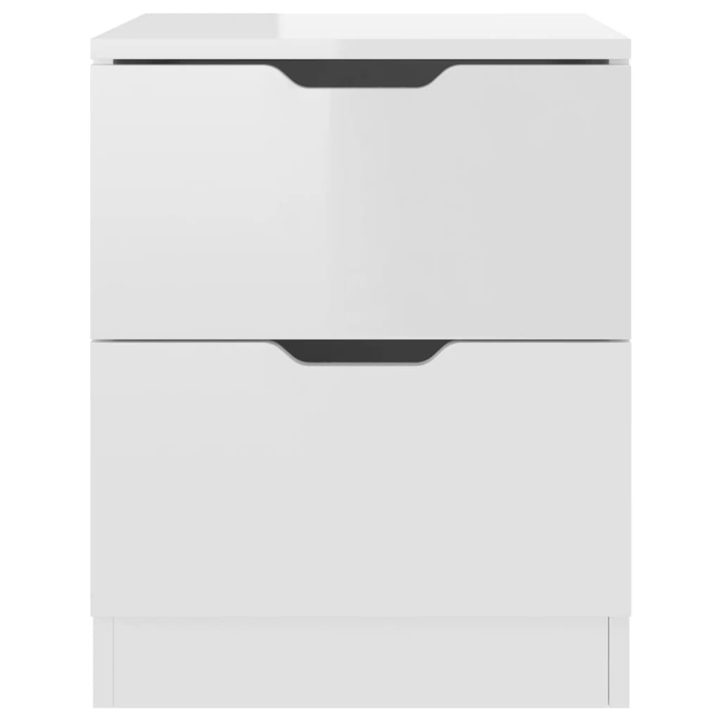 Mesas cabeceira 2 pcs 40x40x50 cm contraplacado branco brilhante
