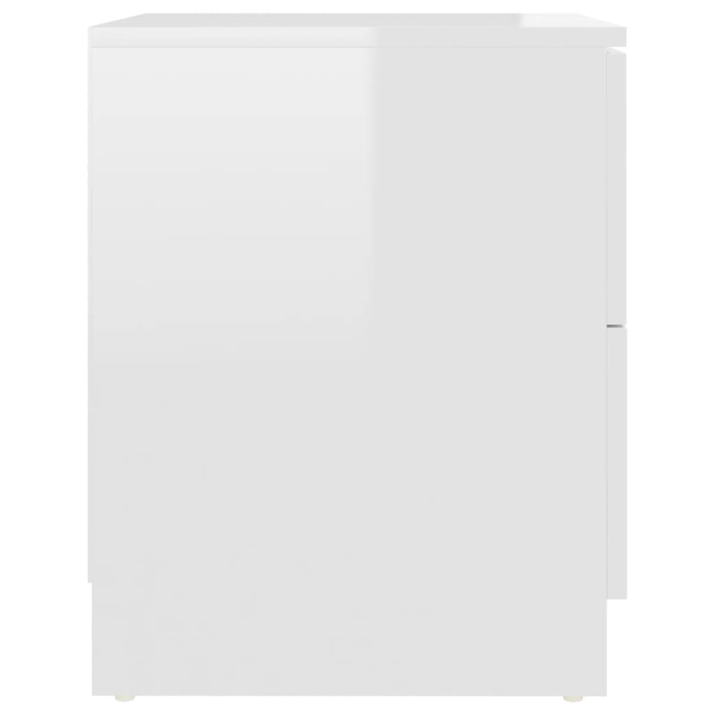 Mesas cabeceira 2 pcs 40x40x50 cm contraplacado branco brilhante