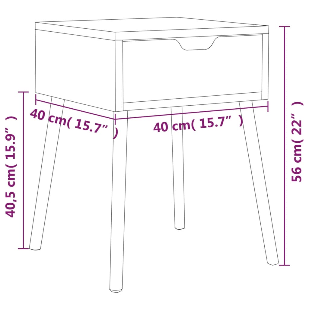 Mesas de cabeceira 2 pcs derivados madeira cinza cimento