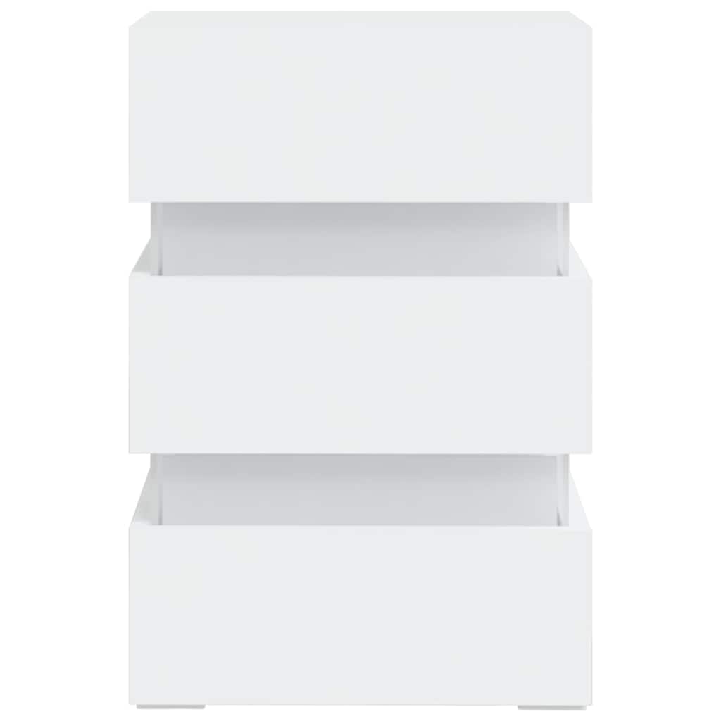 Mesa de cabeceira c/ luzes LED derivados de madeira branco