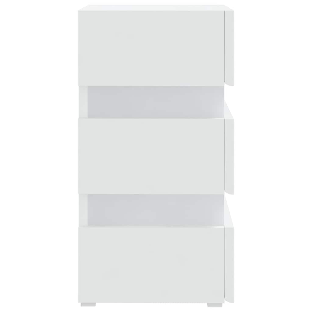 Mesa de cabeceira c/ luzes LED derivados de madeira branco