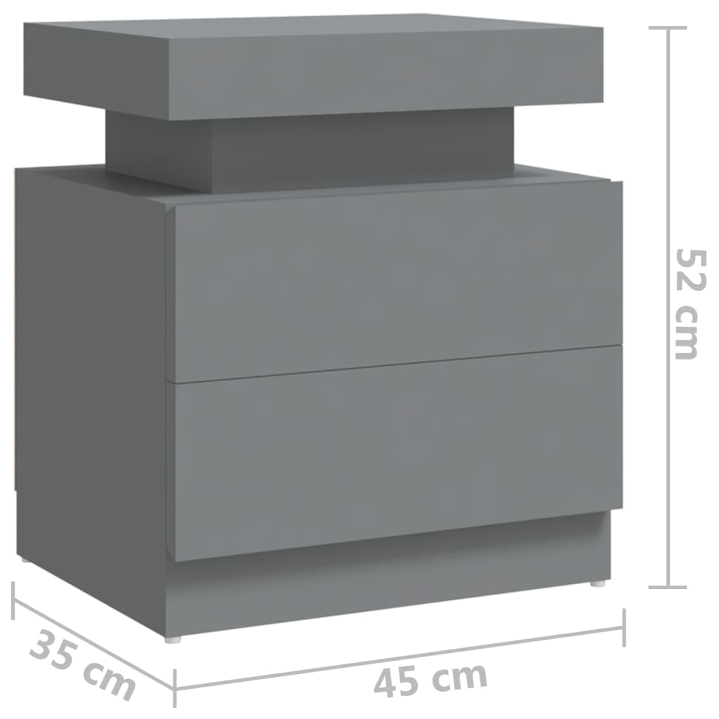 Mesa de cabeceira 45x35x52 cm contraplacado cinzento