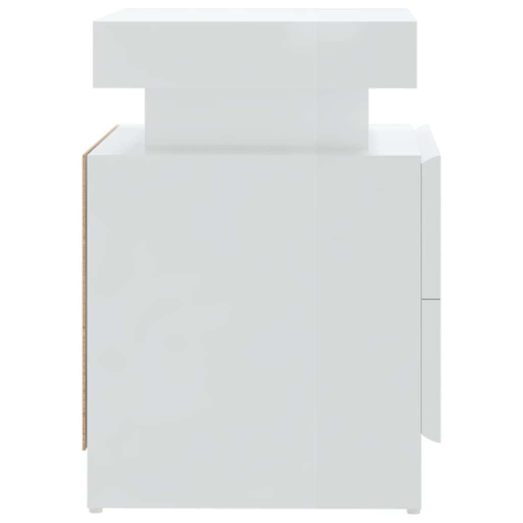 Mesa de cabeceira 45x35x52cm derivados madeira branco brilhante