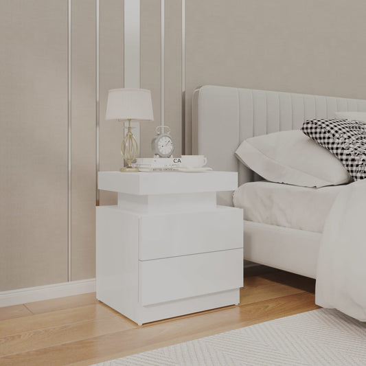 Mesa de cabeceira 45x35x52cm derivados madeira branco brilhante