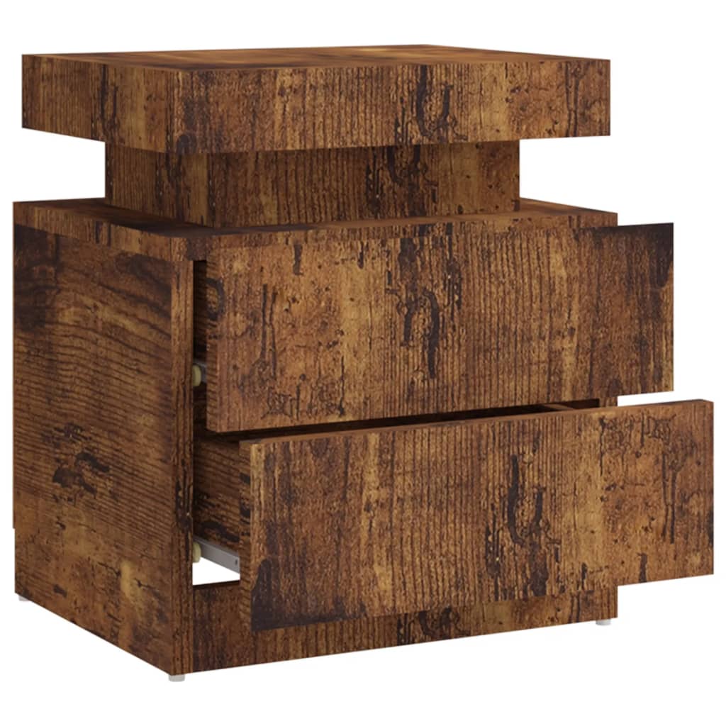 Mesa de cabeceira 45x35x52 cm contraplacado carvalho fumado
