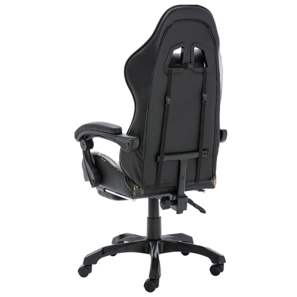 Cadeira estilo corrida c/ apoio pés couro art. preto/camuflado
