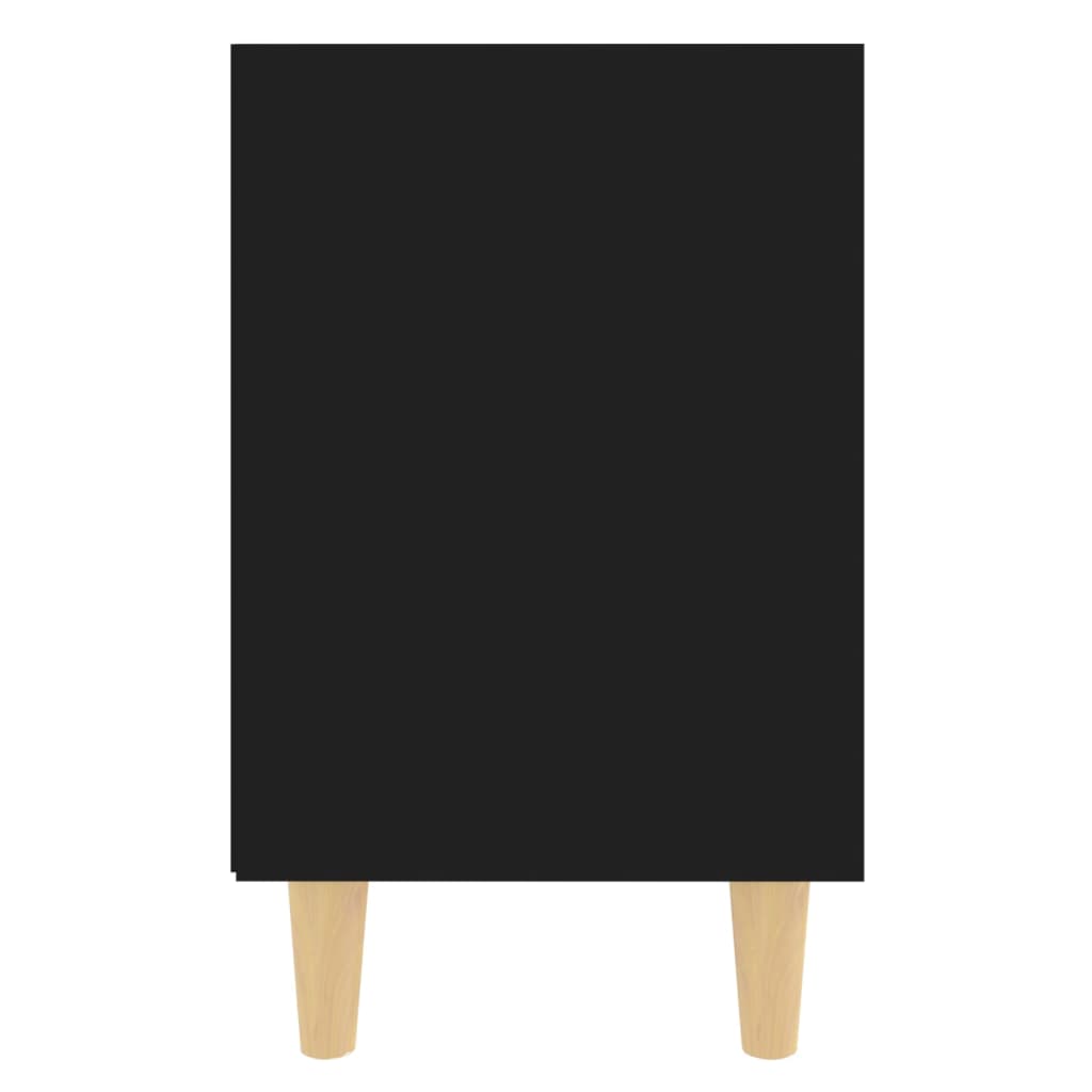 Mesas de cabeceira pernas madeira maciça 2pcs 40x30x50cm preto