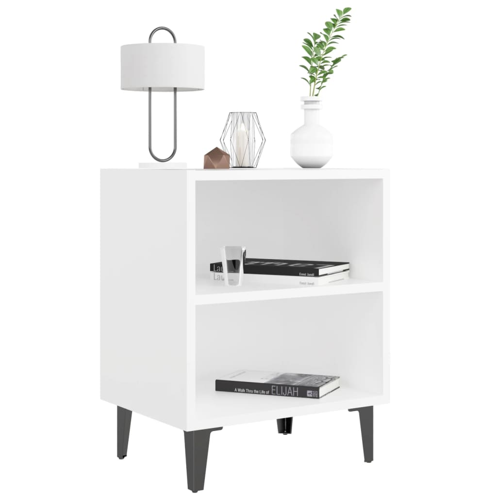 Mesa de cabeceira com pernas em metal 40x30x50 cm branco