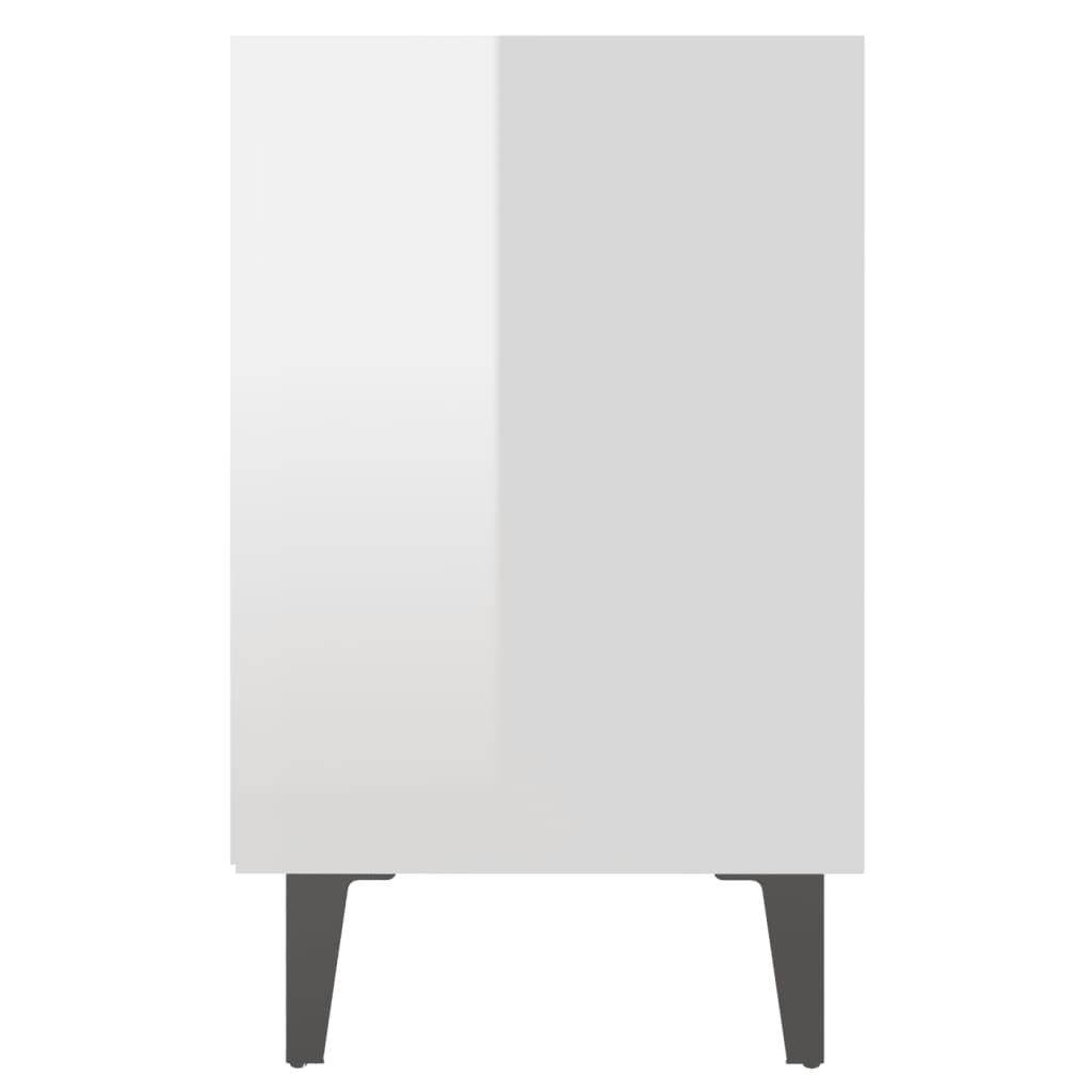 Mesa de cabeceira pernas em metal 40x30x50 cm branco brilhante