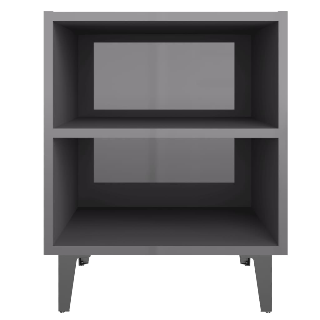 Mesa de cabeceira pernas em metal 40x30x50 cm cinza brilhante