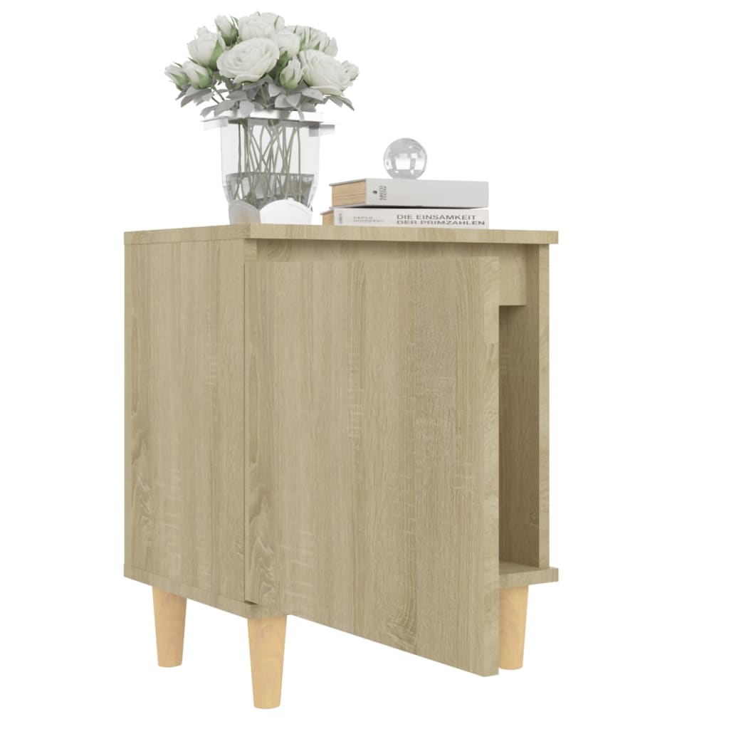 Mesa cabeceira pernas de madeira 40x30x50 cm carvalho sonoma