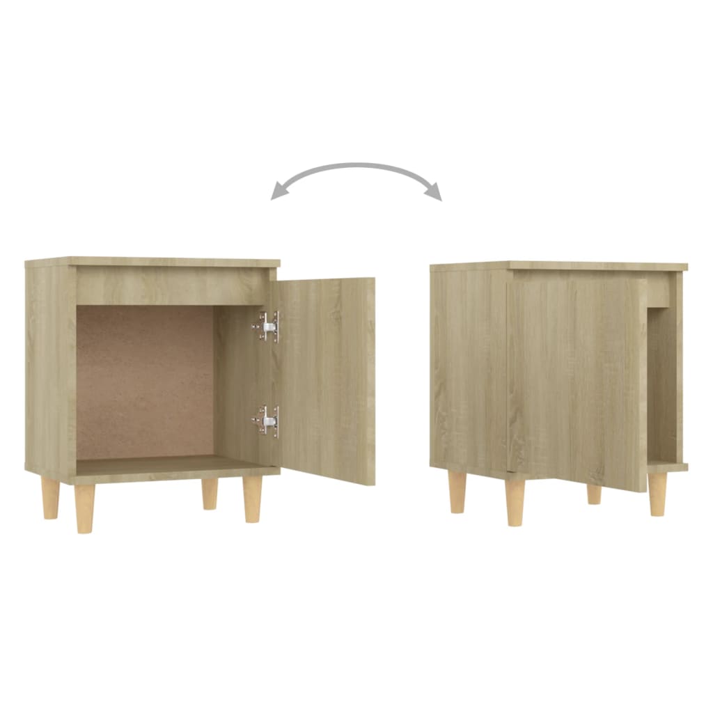 Mesa cabeceira pernas de madeira 40x30x50 cm carvalho sonoma