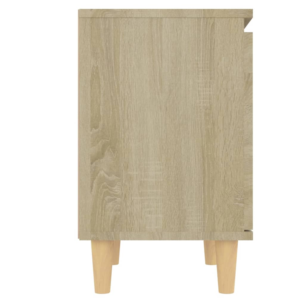 Mesa cabeceira pernas de madeira 40x30x50 cm carvalho sonoma