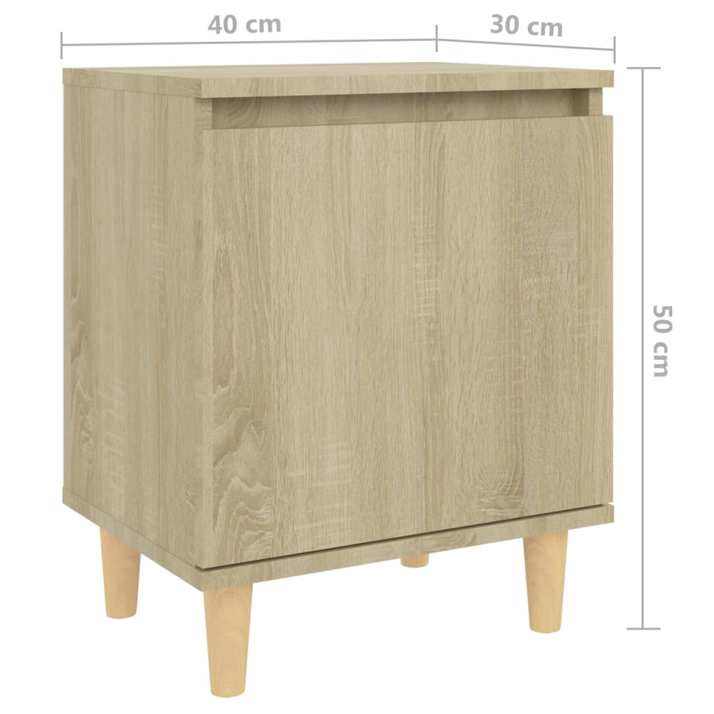 Mesa cabeceira pernas de madeira 40x30x50 cm carvalho sonoma
