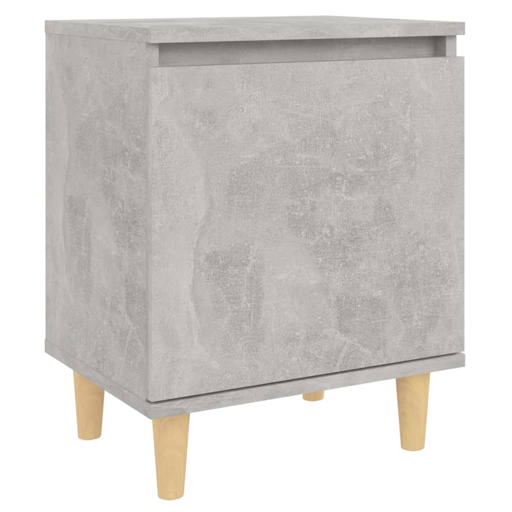 Mesas cabeceira pernas madeira 2pcs 40x30x50cm cinzento cimento
