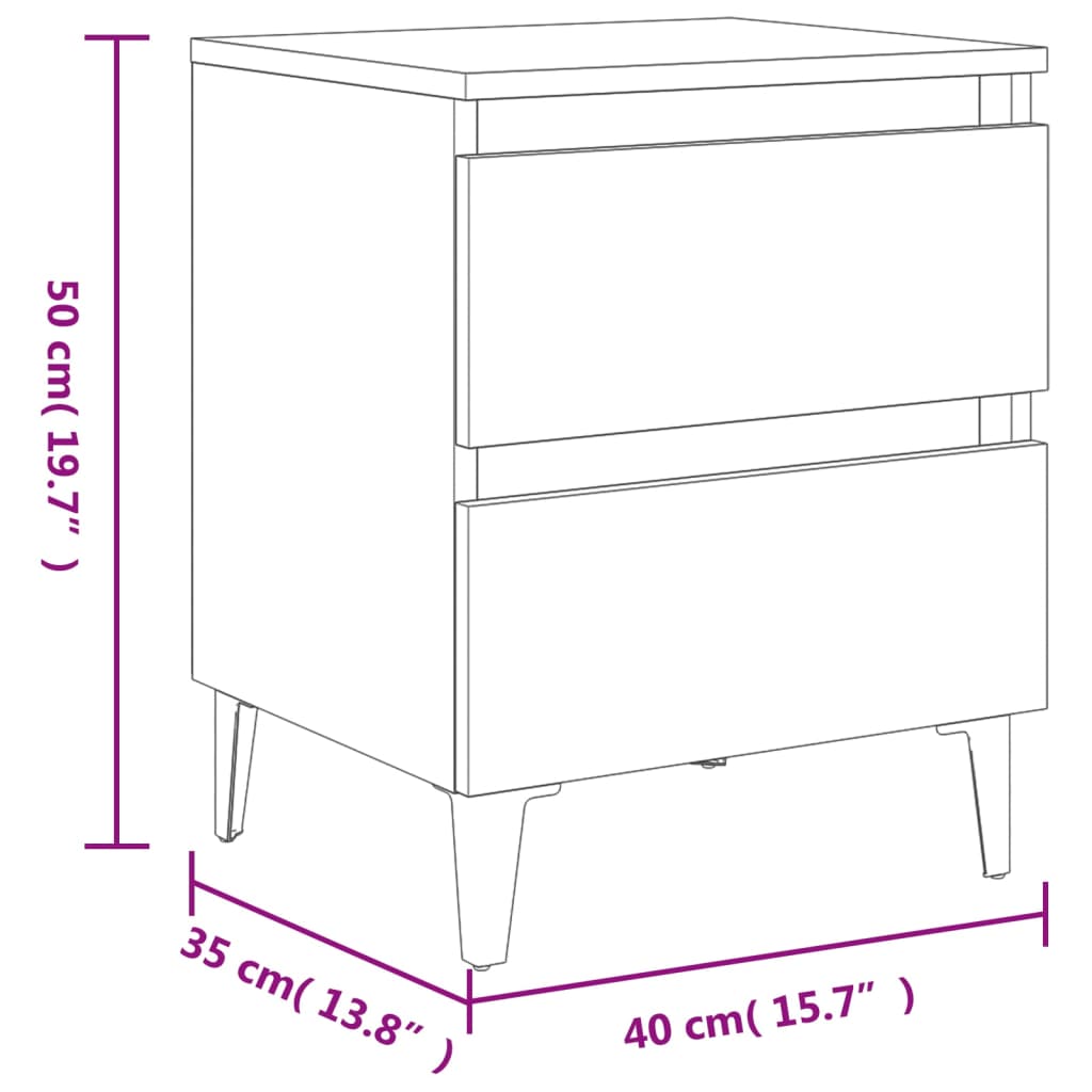Mesas de cabeceira 2 pcs derivados de madeira cinza cimento